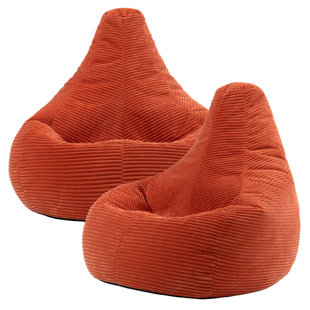 Bean Bag Bazaar Dalton Corduroy Recliner Bean Bag Orange Medium
